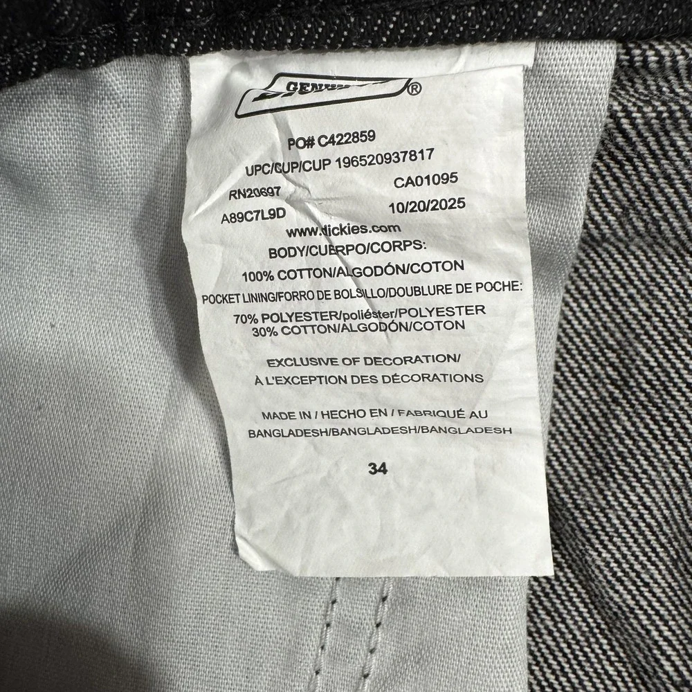 NWT Dickies Carpenter Long Shorts Men's 34 Charcoal Black Relaxed Wide Leg Denim